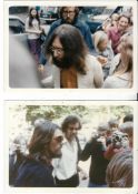 Two original fan photographs, one featuring John Lennon with Mal Evans, the other featuring George