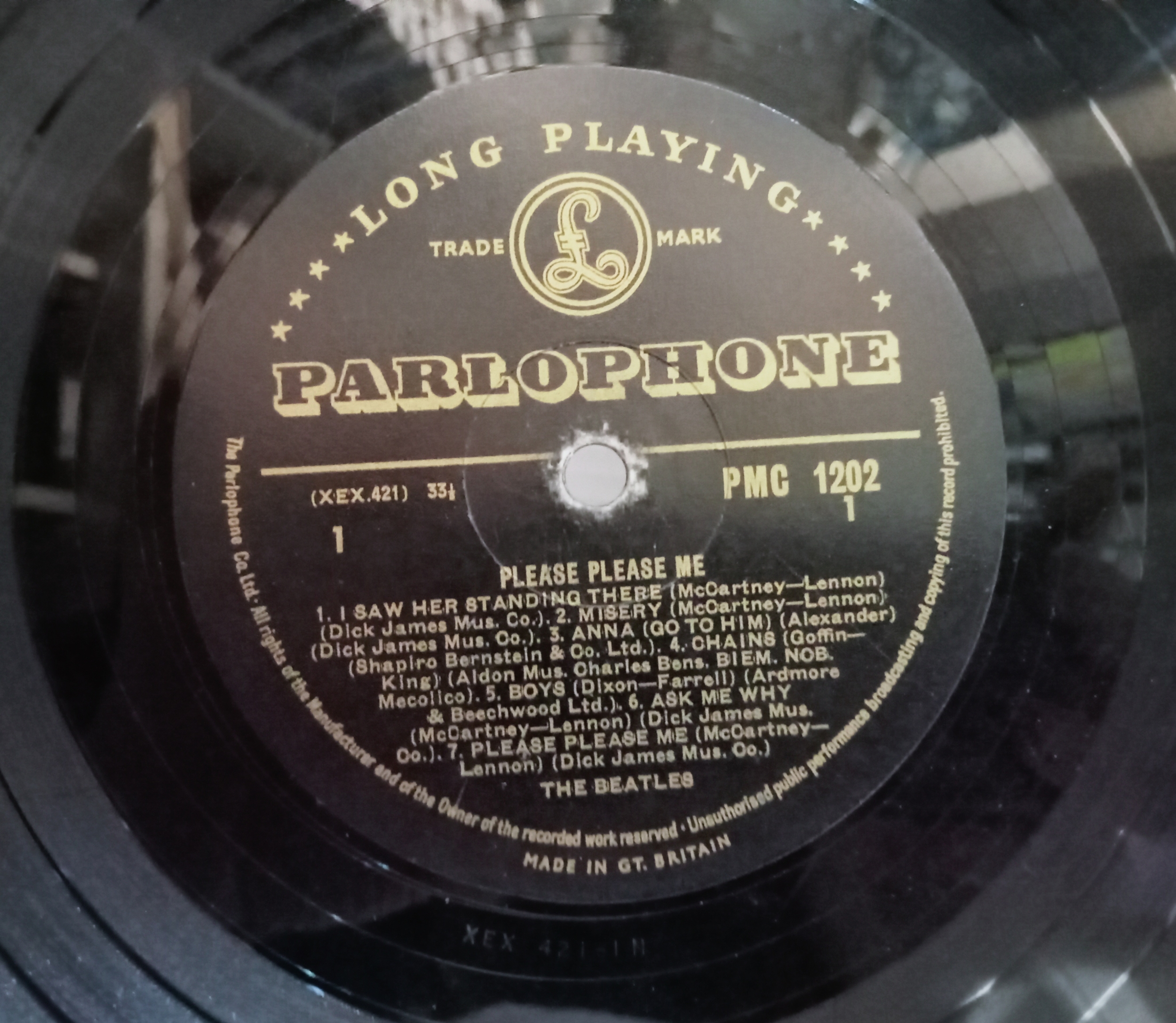The Beatles Please Please Me PMC 1202 Mono Black & Gold label with Dick James publishing credits - Image 3 of 3