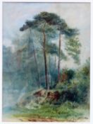 T. Geldart - Framed picture depicting tall trees beside a road. Approx. 32cms x 24cms