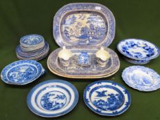 Quantity of various blue and white china, ashettes etc