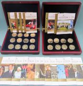 Set of twenty Royal House of Windsor gilt coin collection All appear in reasonable used condition