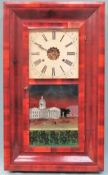 Forestville clock co. Early 20th century mahogany veneered American wall clock. App. 68cm Used