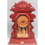 Early 20th century carved Mahogany cased American mantle clock