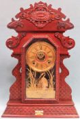 Early 20th century carved Mahogany cased American mantle clock