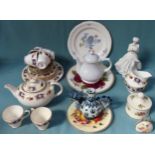 Oriental blue and white teapot, Royal Doulton for Compton and Woodhouse figure, teaware etc
