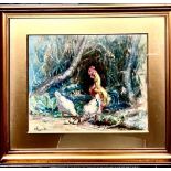 WYCLIFFE EGGINGTON, WATERCOLOUR, 'PROUD OF HIS FAMILY', GILT MOUNT, FRAMED AND GLAZED