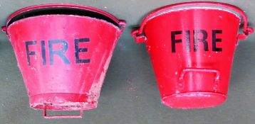 Two vintage hanging fire buckets