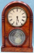 Late 19th/Early 20th century Walnut veneered mantle clock, with column decoration. App. 44cm H