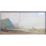 M. D Ansell - Pair of framed watercolours depicting a busy coastal scene