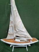 Vintage wooden pond yacht with sails - Osprey. Approx. 74cms L