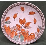 Charlotte Rhead for Crown Ducal 1930's Golden Leaves pattern tube lined circular wall plaque
