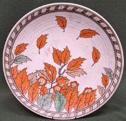 Charlotte Rhead for Crown Ducal 1930's Golden Leaves pattern tube lined circular wall plaque