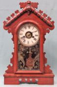 Early 20th century mahogany cased American mantle clock. App. 49cm H