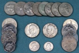 Four 1970's American coins, plus various English Comemorative Crowns etc All in used condition