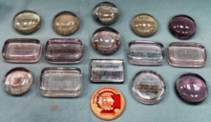 Parcel of various glass advertising paperweights All appear in reasonable used condition, some