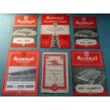Arsenal v Man City 1947 football programme, plus five 1950's Arsenal programmes All in used