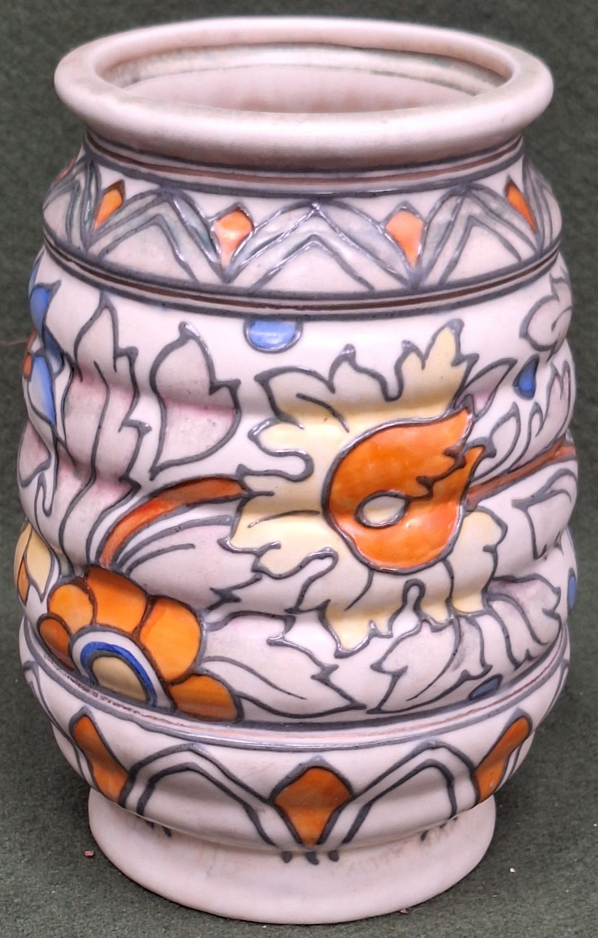 Charlotte Rhead for Crown Ducal Ankara pattern tube lined ceramic vase