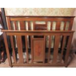 Early 20th century mahogany inlaid double bed ends with bed base insert and bars