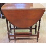 Mahogany barley twist gate leg table. App. 76cm H x 110cm W x 77cm D