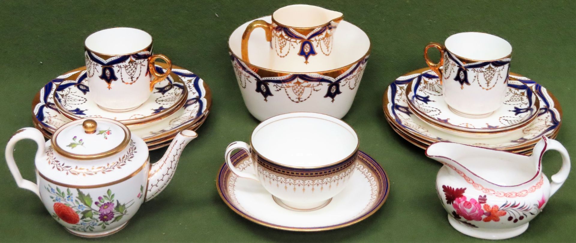 Parcel of antique English ceramics including cups and saucers, teaware, teapot etc All in used