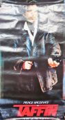 Taffin movie poster starring Pierce Brosnan. App. 84 x 56cm used with pinholes and minor tears