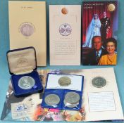Small quantity of commemorative crowns and other coinage All appear in reasonable used condition
