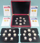 Cased set of enamelled gilt metal coinage - The Changing face of Britains coinage golden edition All