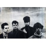 Large Black and White Echo and the Bunnymen poster. App. 69 x 101cm used with pinholes and very