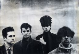 Large Black and White Echo and the Bunnymen poster. App. 69 x 101cm used with pinholes and very