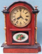 Mahogany ebonised and gilded breakfront mantle clock. App. 41cm H