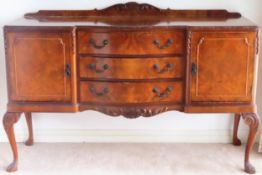 20th century Epstein style carved walnut veneered sideboard. App. 103cm H x 104cm W x 52cm D