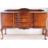 20th century Epstein style carved walnut veneered sideboard. App. 103cm H x 104cm W x 52cm D