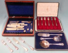 Parcel of boxed and unboxed silver plated flatware All in used condition, unchecked