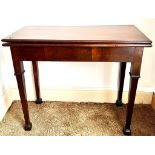 MAHOGANY 19th CENTURY FOLD OVER TEA TABLE, APPROX 73cm HIGH, 84cm LONG AND 40cm