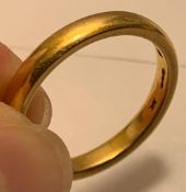 22ct GOLD WEDDING BAND, SIZE Q, WEIGHT APPROX 5.46g