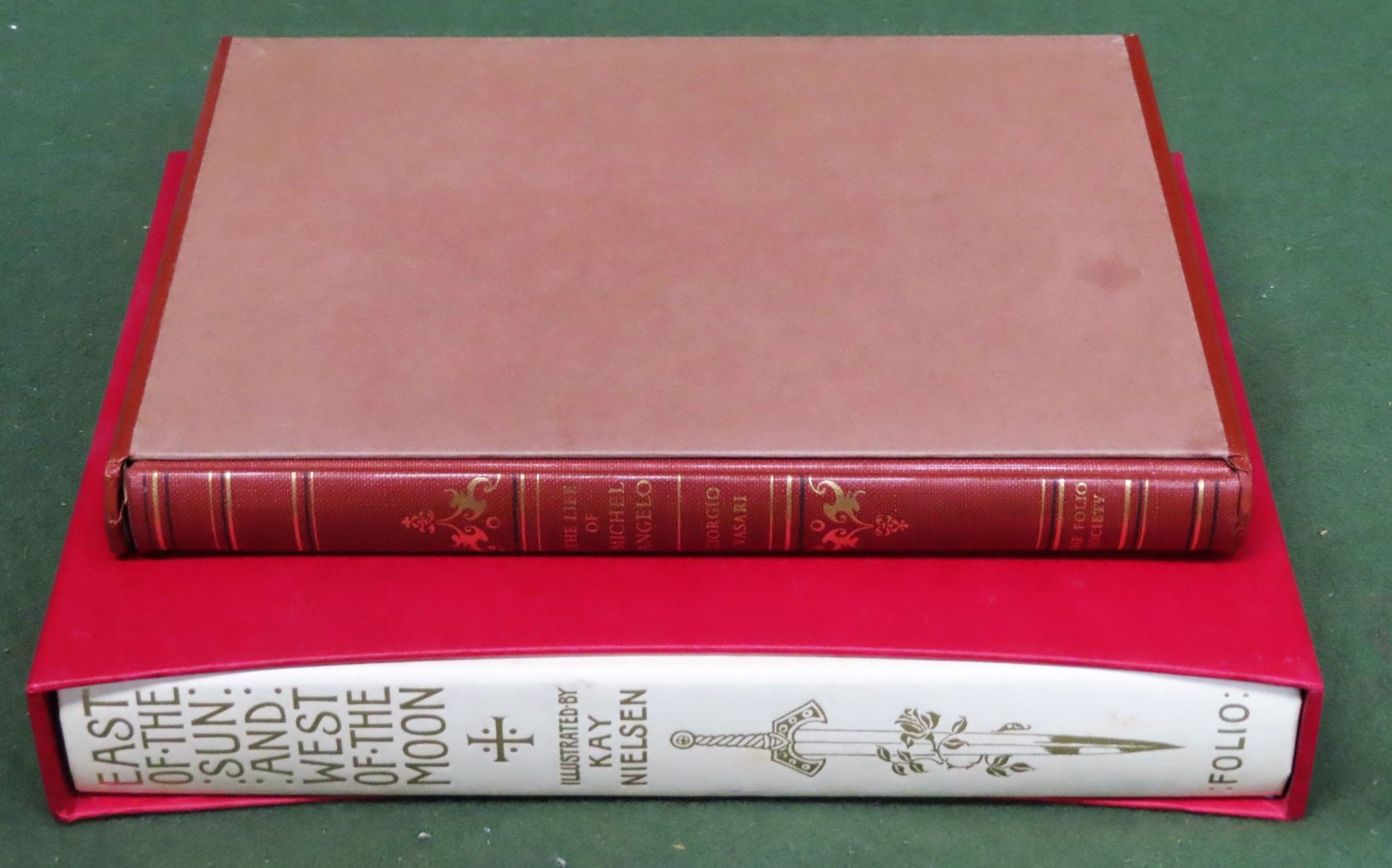 FOLIO SOCIETY TWO VOLUMES - EAST OF THE SUN AND WEST OF THE MOON & THE LIFE OF MICHAELANGELO