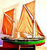 GOOD LARGE MODEL OF A GAFF-RIGGED TWO MASTED BOAT