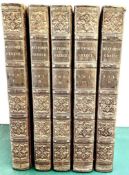MITFORD, WILLIAM, HISTORY OF GREECE, FIVE VOLUMES, 1808, FULL LEATHER, MARBLED END PAPERS