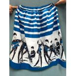 BEATLES BLUE AND WHITE COTTON SWING SKIRT, SMALL SIZE