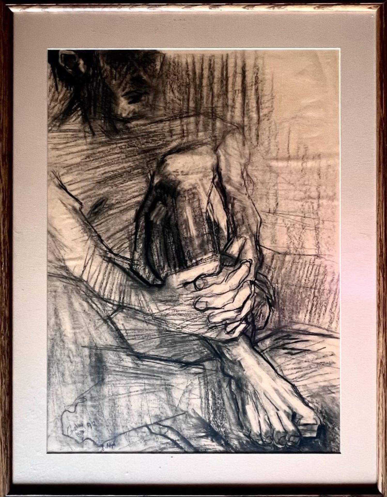 S RELPH, CHARCOAL DRAWING, SIGNED LOWER LEFT, FRAMED AND GLAZED, APPROX 74 x 54cm