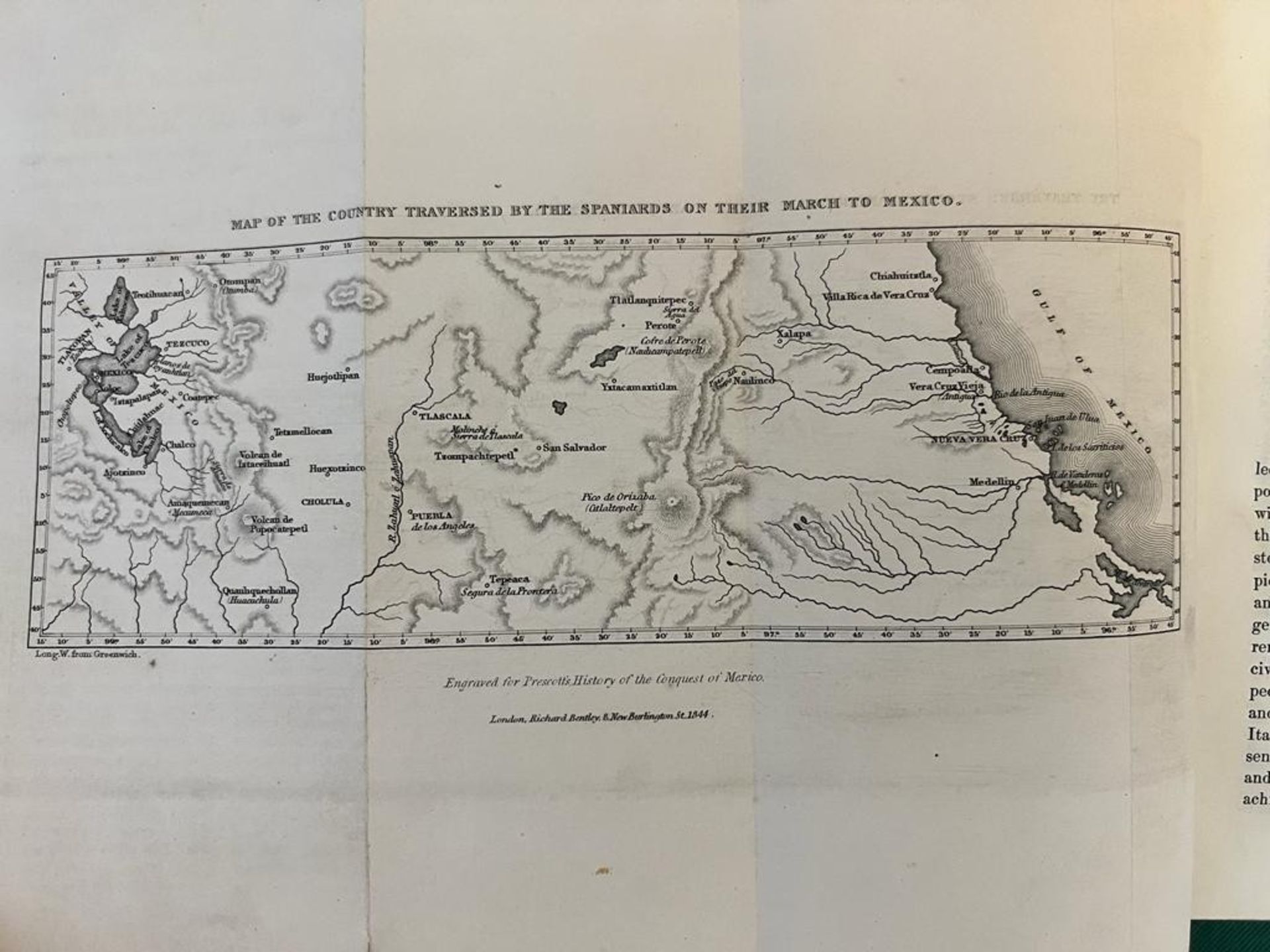 PRESCOTT, WILLIAM, CONQUEST OF MEXICO, 1844, THREE VOLUMES, QUARTER LEATHER WITH MARBLED BOARDS - Image 5 of 6