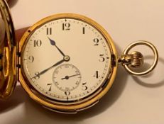 18ct GOLD POCKET WATCH, LONDON 1919, WITH A REPEATING SLIDING BUTTON, STAMPED 1439, TOTAL WEIGHT