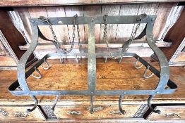 OLD IRON GAME-HANGING FRAME, APPROX 40cm HIGH, 73cm LONG AND 37cm DEEP