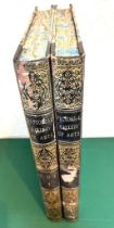 THE PICTORIAL GALLERY OF ARTS, CIRC 1860, TWO VOLUMES, QUARTER LEATHER BOUND MARBLED BOARD