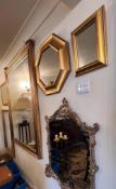 SIX VARIOUS GILT FRAMED MIRRORS, LARGEST APPROX 135 x 104cm