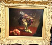 L KOZAMECKI, OIL ON CANVAS, STILL LIFE OF FRUIT, SIGNED AND DATED 1845/6, APPROX 62 x 74cm