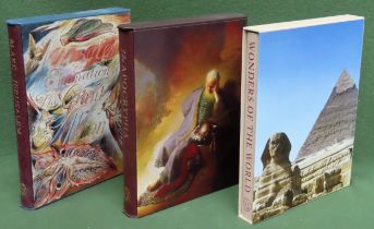 FOLIO SOCIETY THREE VOLUMES - THE APOCRYPHA, JERUSALEM & WONDERS OF THE WORLD REASONABLE USED