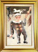 HARRY BILSON, OIL ON BOARD, 'THE YOUNG HARLEQUIN', SIGNED LOWER RIGHT '82, APPROX 45 x 29cm