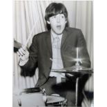 SIGNED ORIGINAL UNPUBLISHED PHOTOGRAPH OF PAUL McCARTNEY PLAYING THE DRUMS, TAKEN AT CAIRD HALL,