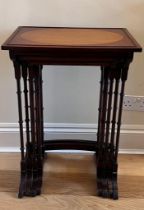 QUARTET OF MAHOGANY TABLES, APPROX 71cm HIGH, 50cm WIDE AND 35cm DEEP